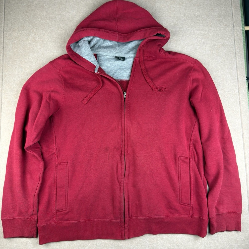 Y2K Starter Hoodie Mens L Cranberry Merlot Red Sweatshirt Full Zip Pocket‎